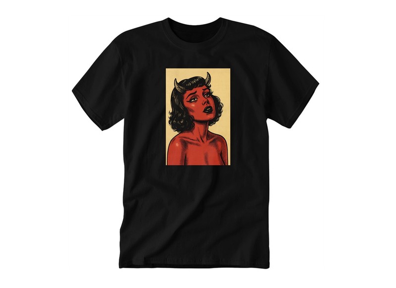 Devil Girl Drawing Illustration Image Art | Youth & Adult Unisex Tee Tshirt
