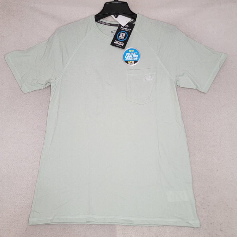 DICKIES Cooling Shirt Mens MEDIUM GREEN OUTDOORS WORK WEAR FAST DRY POCKET NWT
