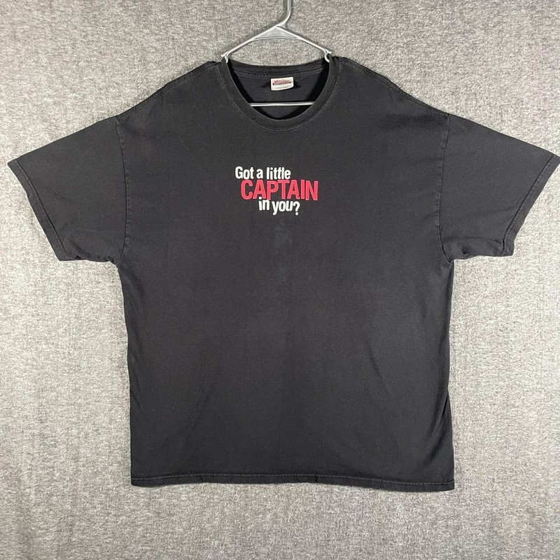 VTG Hanes Shirt Mens XL Black Captain Morgan Got A Little Captain In You Rum Tee