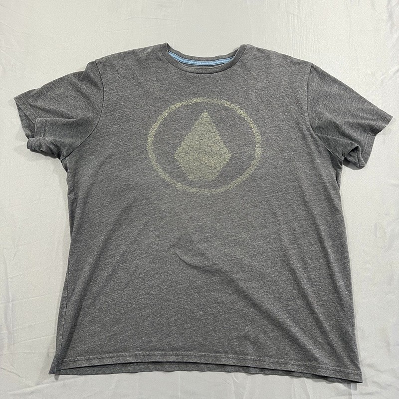 Volcom T-Shirt Mens XL Heather Gray Graphics Cotton Modern Fit Casual Crew Neck
