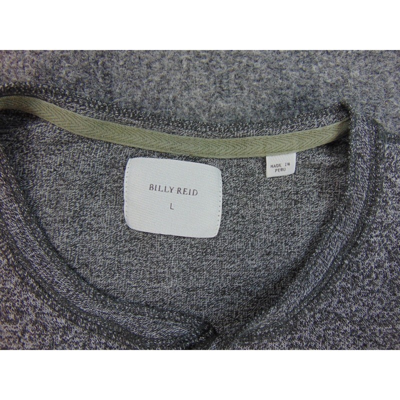 Billy Reid Henley Mens Large Long Sleeve Gray Marled Elbow Patch Pullover Shirt gallery