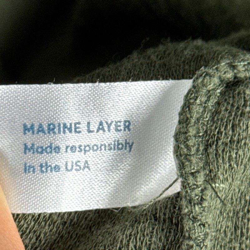 Marine Layer Shirt Mens M/L Green Waffle Knit Henley Long Sleeve Supima USA Made gallery