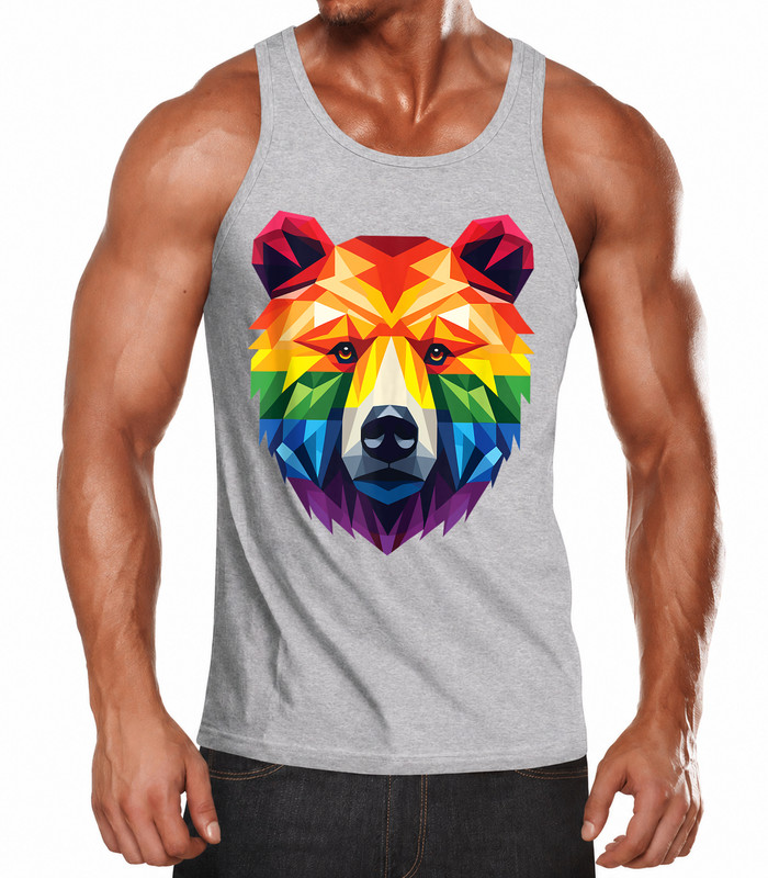 Geometric Bear in LGBT Flag, Gay Pride Bear Tank Top gallery