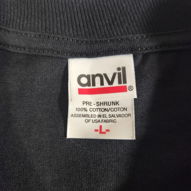 Anvil Men's Large Heavyweight Black Long Sleeve T-Shirt Ribbed Cuffs / Crew Neck gallery