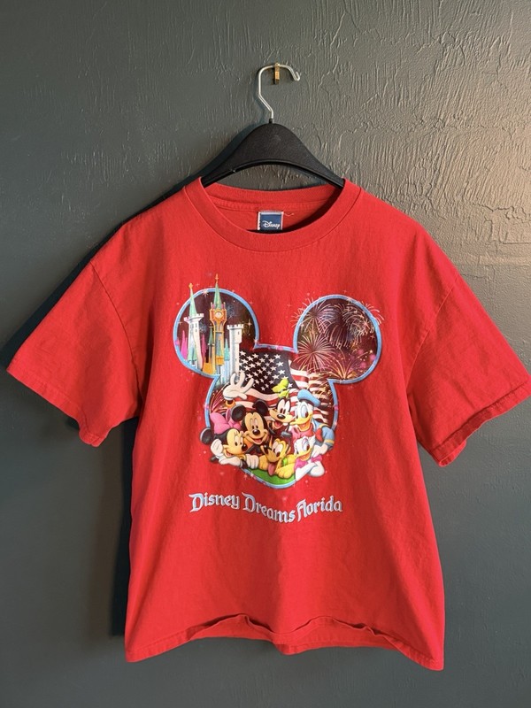 Disney Parks Men’s T-Shirt Short Sleeve L Vintage TVs Characters, Red