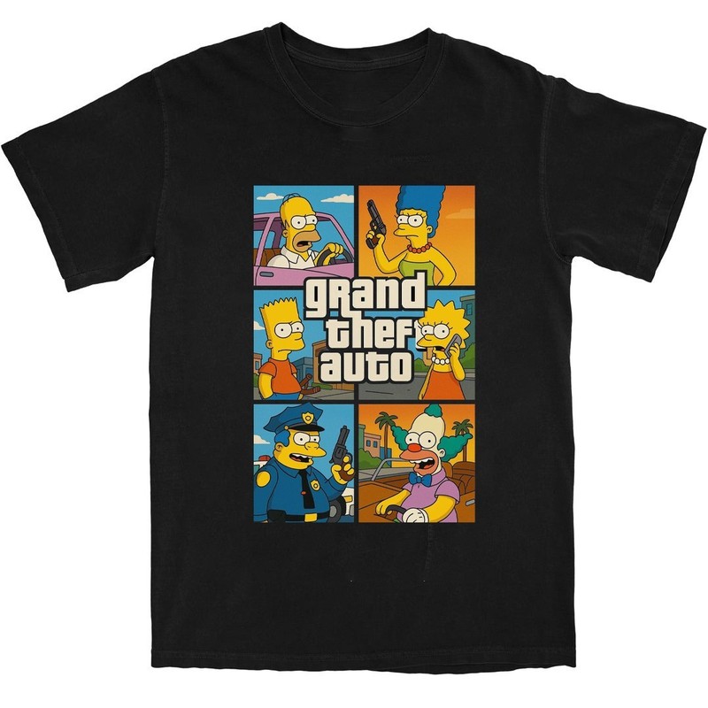 THE SIMPS0NS – Grand Theft Auto parody Tee Unisex Short Sleeve Shirt S-5XL