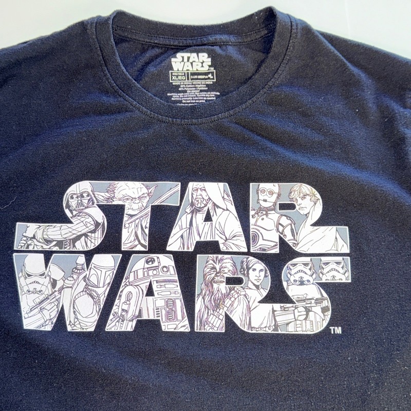 Star Wars L T Shirt Black Darth Vader Yoda Characters Graphic Tee