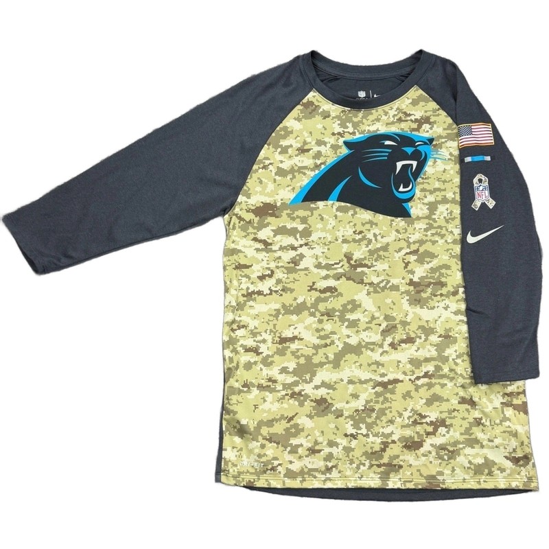 Carolina Panthers Men’s Size M Salute to Service Shirt Nike NFL Camo Long Sleeve