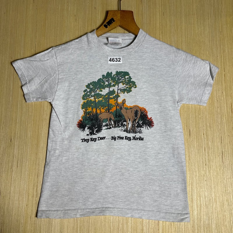 Vintage Pine Key Florida Shirt Kids Small 6-8 Grey Graphic Print Nature Y2K