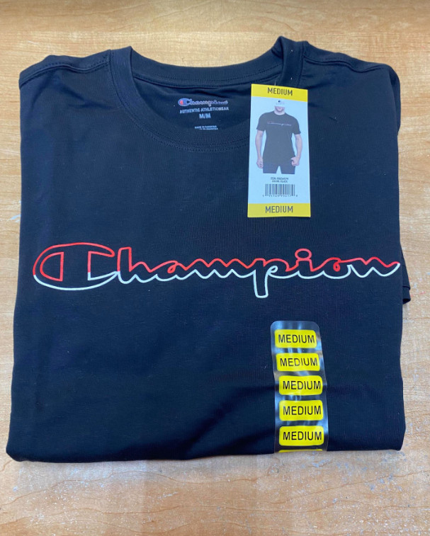 CHAMPION MENS CLASSIC TEE LOGO, BLACK *CHECK FOR SIZE