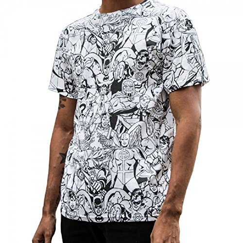 DC Comics Mens’ Heroes All Over Print Tee (XL)