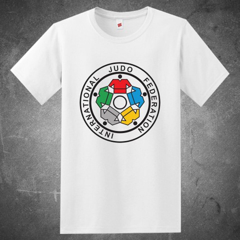 IJF International Judo Federation Men’s White T-Shirt Size S to 5XL