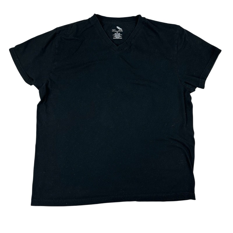 Sada Women’s Size Medium Black V-Neck Short Sleeve T-Shirt 100% Cotton