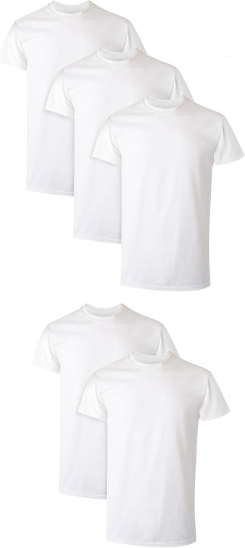Mens TShirt Pack White Moisture Wicking Crewneck Undershirt 5 Pk