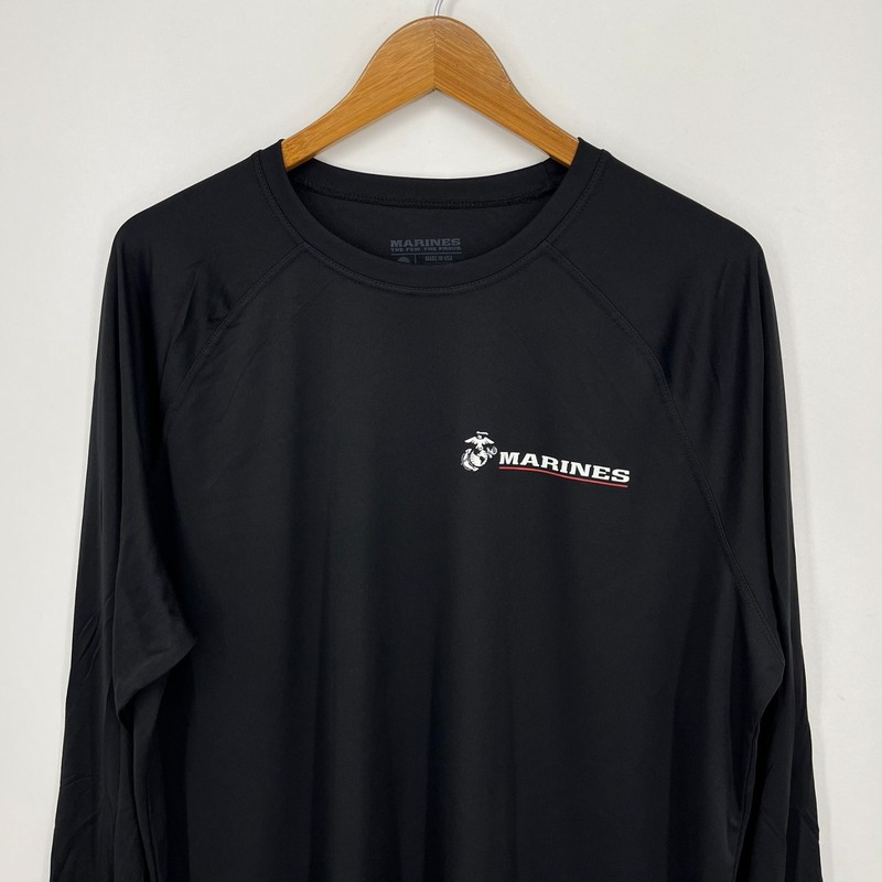 USMC Marines Long Sleeve T-Shirt Men's Size XL Black Moisture Wicking USA NWOT gallery