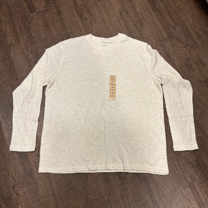 Magellan Men's Gray Solid Knit Long Sleeve Crew Neck T-Shirt Regular L/XL