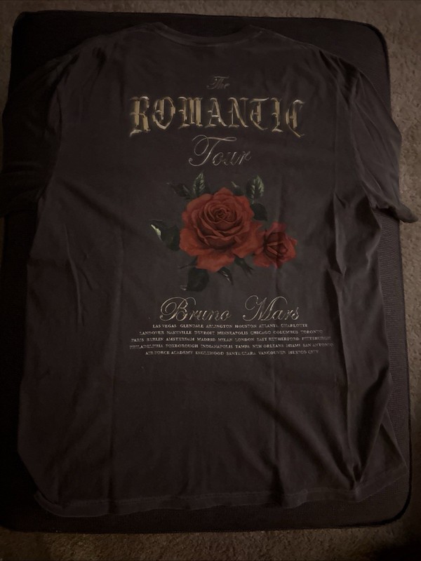 Bruno Mars Romantic Tour OFFICIAL 2026 XL Extra Large Short Sleeve T-Shirt Grey gallery