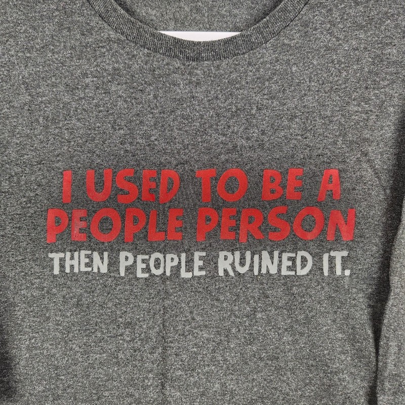 Vintage People Person Shirt Mens 3XL Gray Funny Y2k Sarcasm Joke Introvert
