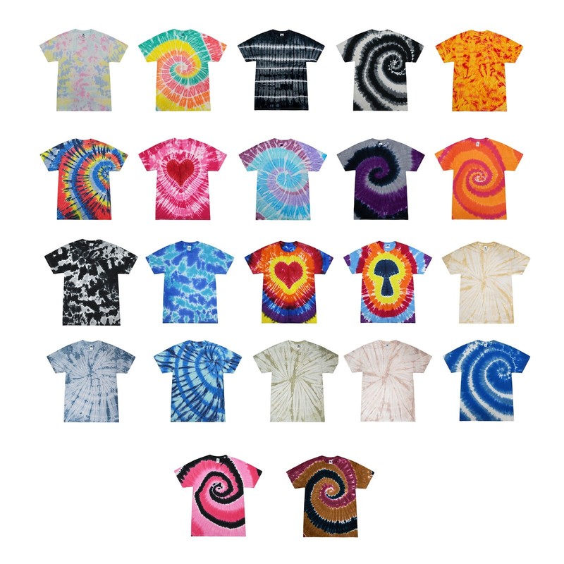 Multi-Color Tie Dye T-Shirts, Kids & Adults Short Sleeve Cotton Colortone