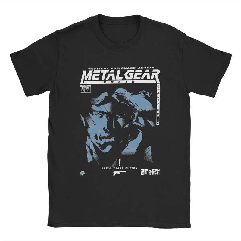 Men T-Shirts Metal Gear Solid MGS1 Snake Funny Pure Cotton Tee Short Sleeve Game