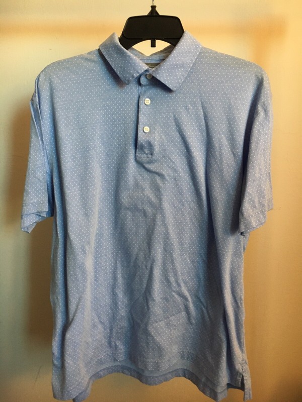 Daniel Cremieux Signature Polo Shirt Mens L Large Short Sleeve Baby Blue Dot
