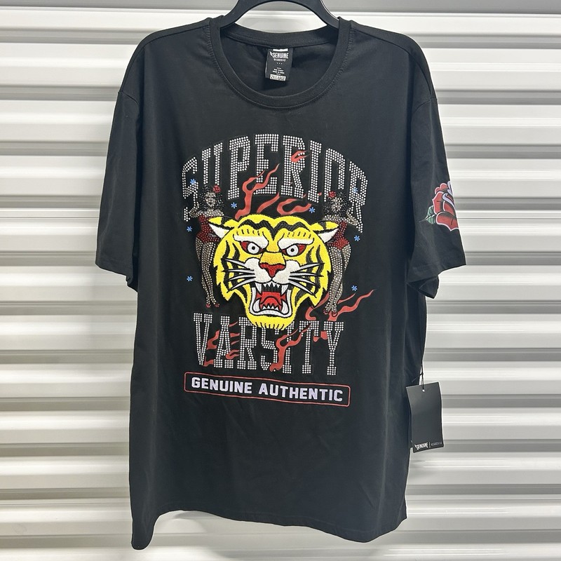 AUTHENTIC GARMENTS SUPERIOR VARSITY TIGER RHINESTONE T SHIRT 2XL Hardy Street