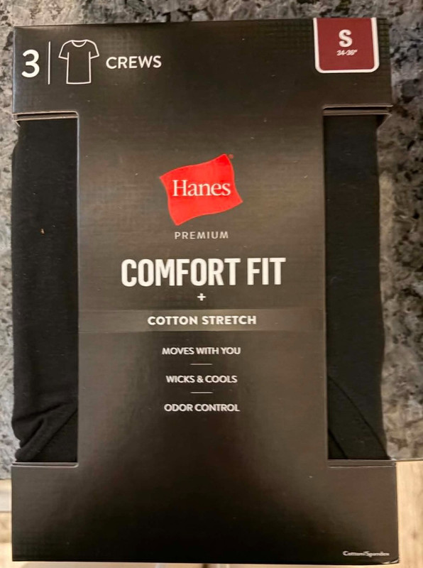 Men's Hanes 5 Slim Fit 3 Comfort Fit or 6 Everyday Premium Crew Neck Blk S,M,XL