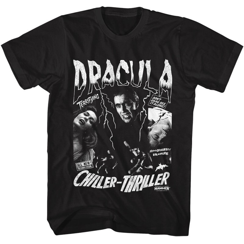 Hammer Horror Blood Thirsty Dracula Terrifying Chiller Thriller Men’s T Shirt