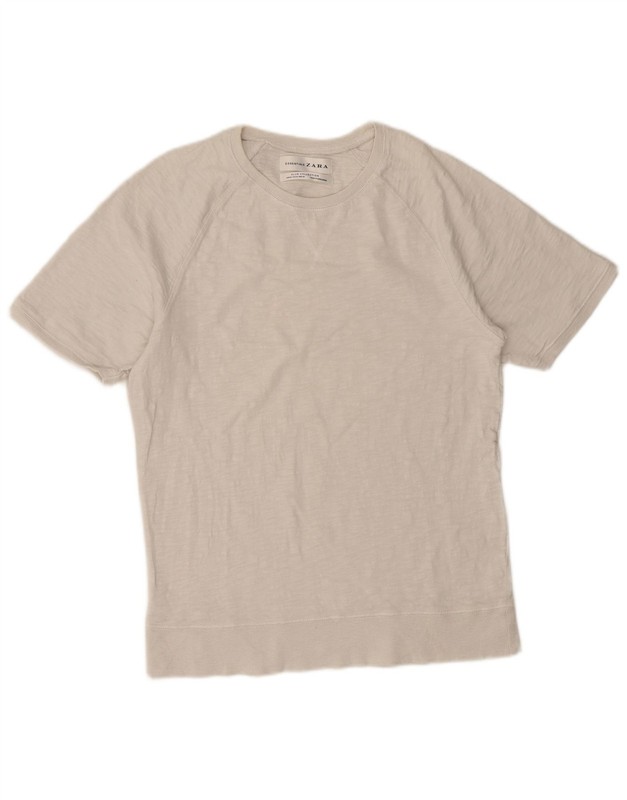 Zara Mens T-Shirt Top Medium White Flecked BQ05
