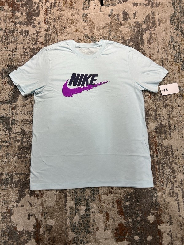 NWT Nike Men’s Distorted Swoosh Purple/Light Blue T-Shirt IM3769-474