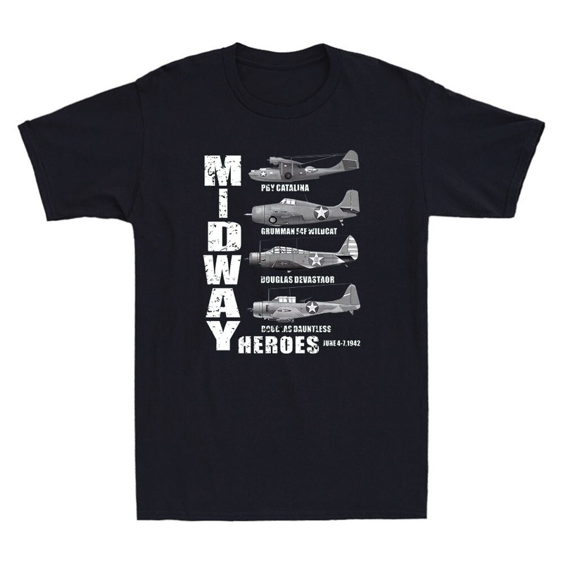 The Battle of Midway Plane Spotting American WW2 Planes Vintage Men’s T-Shirt