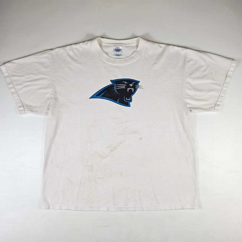 Vintage Carolina Panthers T-Shirt Men’s XL White Big Logo USA Made Y2K 2000s