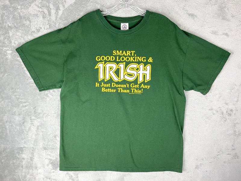 Vintage Y2K Smart Good Looking Irish Graphic Tee XL Humor Funny Novelty Crew