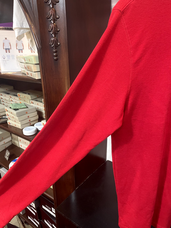 Express Sweater Shirt Medium Knit Henley Red Tagless Machine Washable 60% Cotton gallery