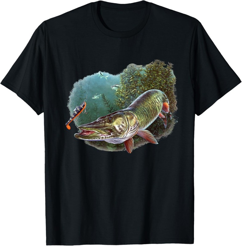 Muskie Hunter Musky Fisherman Lure Fly Fishing Novelty T-Shirt