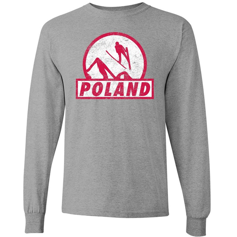 Ski Jumping Poland – Winter Sports Long Sleeve T-Shirt – Sport Grey