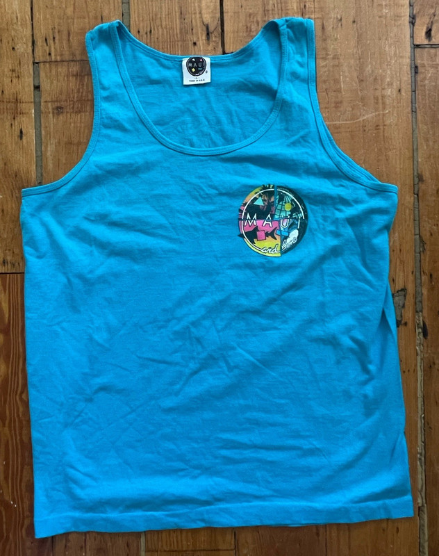 Vintage 80’s Maui and Sons Men’s Blue Graphic Tank Top Size L