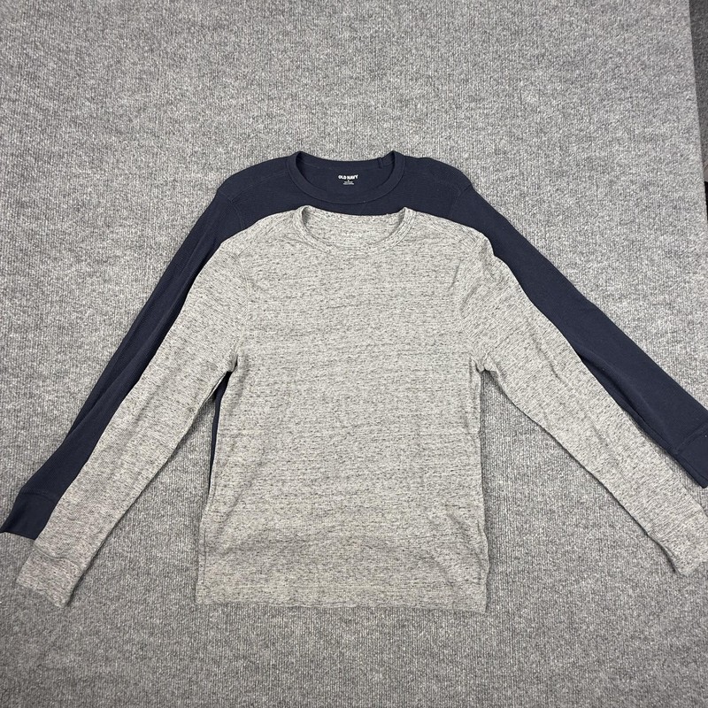 Old Navy Shirt Mens Medium Gray Blue Waffle Thermal Long Sleeve Bundle Crewnecks