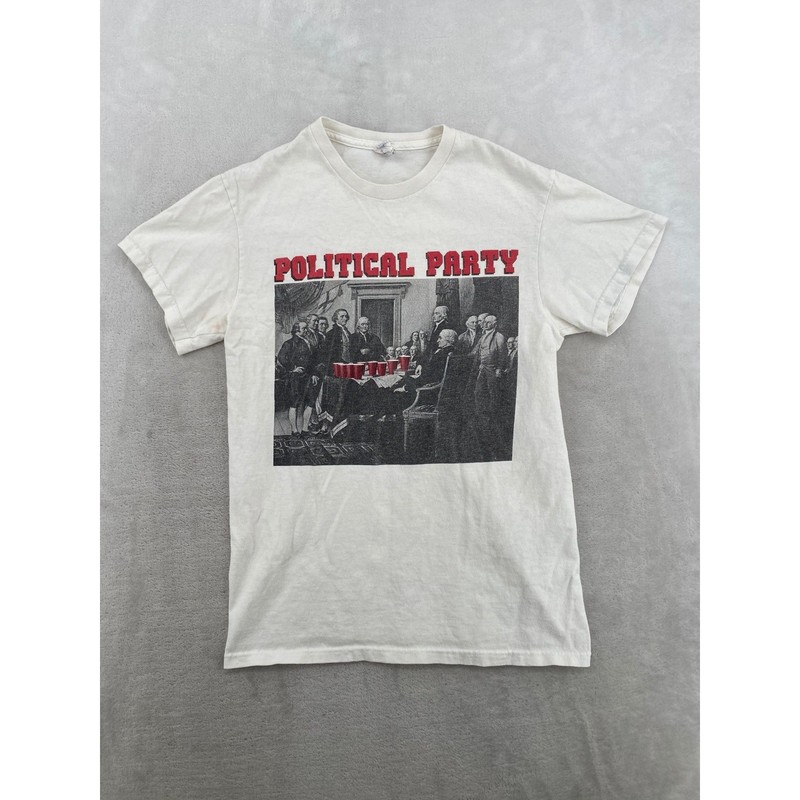Delta Pro Weight Political Party Shirt Small Cream Beer Pong Founding Fathers