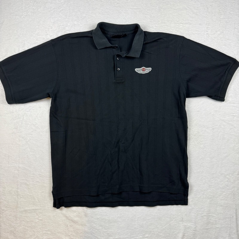 VTG Harley Davidson 1903-2003 100th Anniversary Black Ribbed Polo Shirt Size 2XL