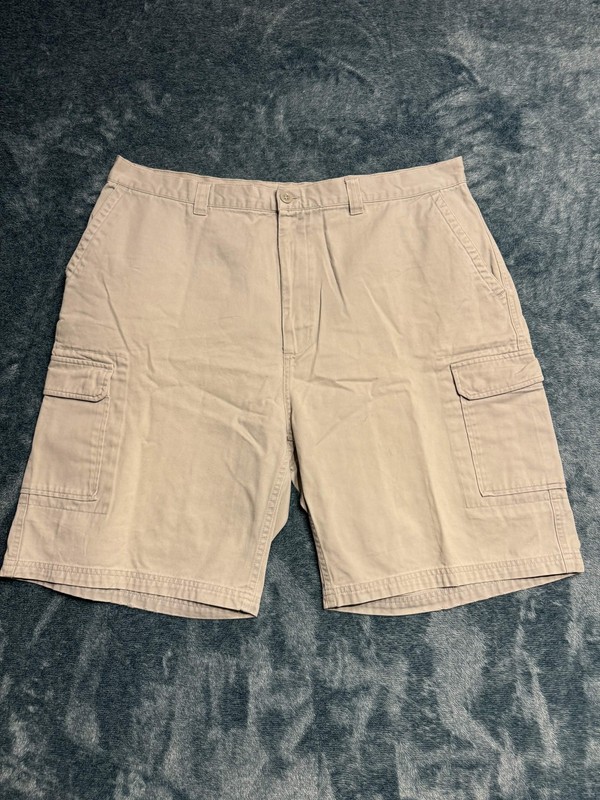 Foot Locker Cargo Shorts Mens 38 Tan Khaki 100% Cotton Twill Flat Front Outdoor