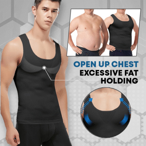 Men's Shaper Cooling Tank Top Compression Belly Chest Slimming T-Shirt Gym Vest gallery