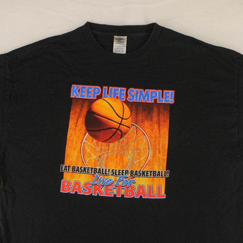 EAT SLEEP BASKETBALL Vtg Delta Pro Black Graphic T-SHIRT Men’s 2XL