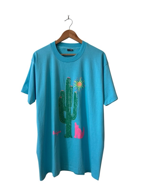 Vintage Arizona Cactus T Shirt Men’s XL Blue Coyote 90’s USA Nature