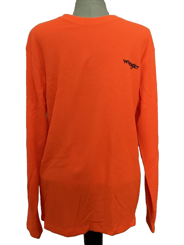 WRANGLER WORKWEAR Midweight Thermal Crew Neck Bright Orange Waffle Shirt Size M*