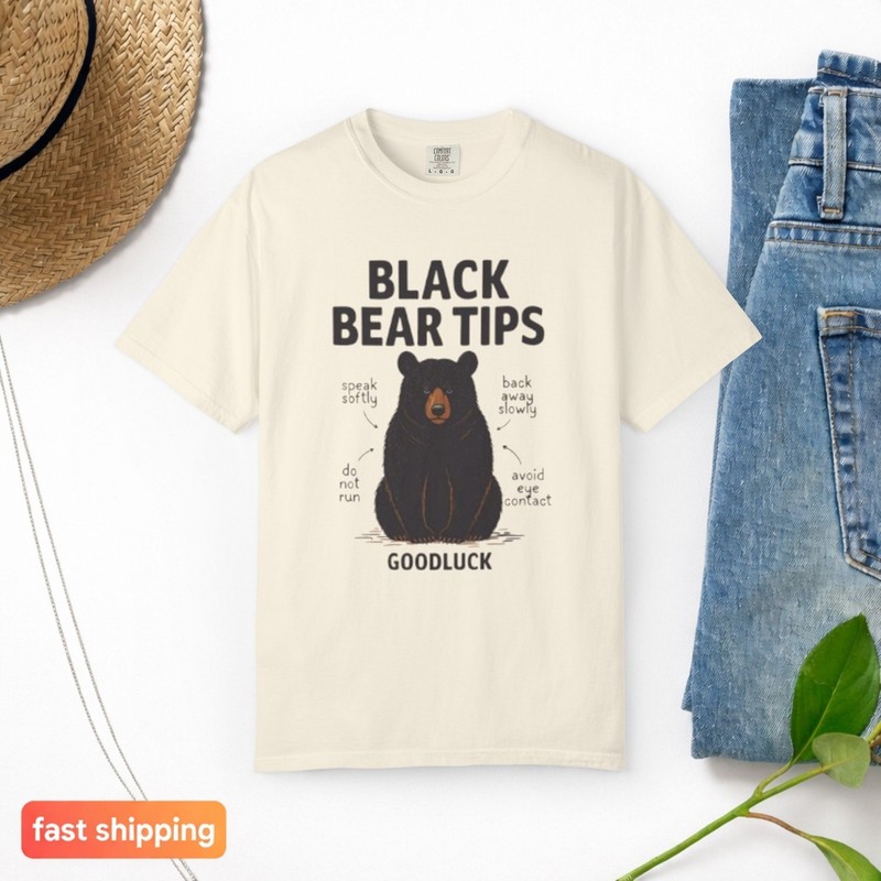 Black Bear Tips T-shirt Unisex Comfort Colors | Funny Hiking Wildlife Teeshirt