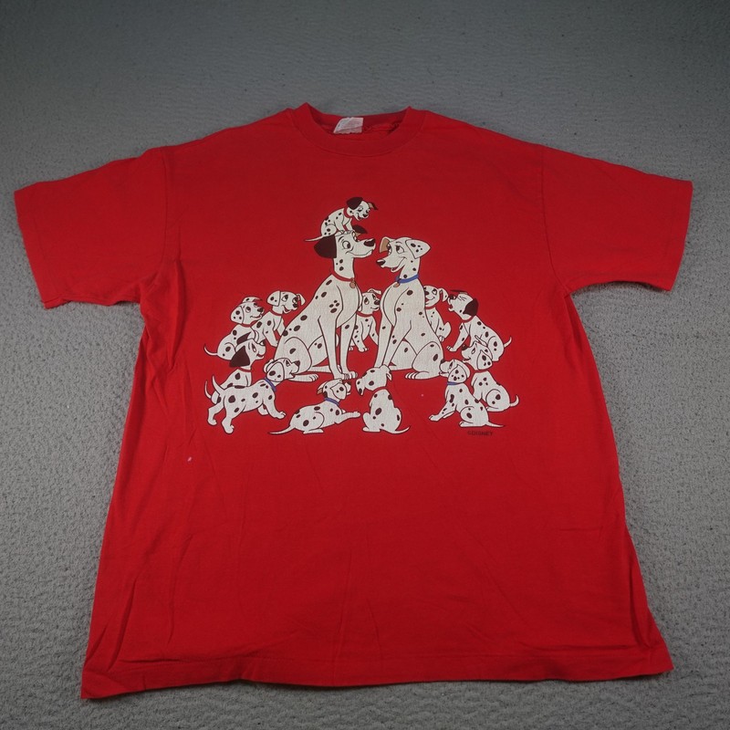Vintage Disney 101 Dalmatians Shirt Mens Large Red 90s Movie Single Stitch Cute