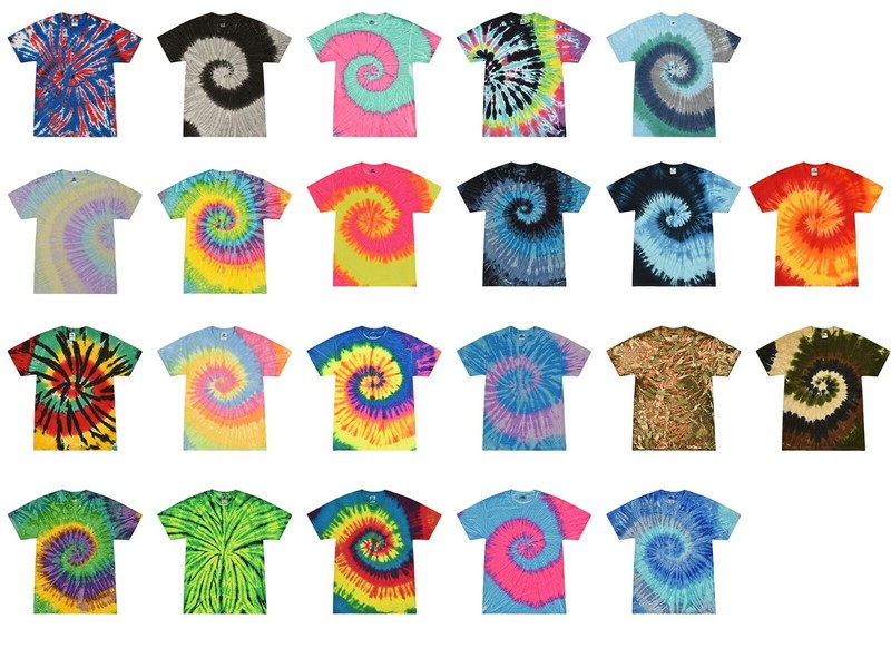 Multi-Color Tie Dye T-Shirts, Kids & Adults Short Sleeve Cotton Colortone