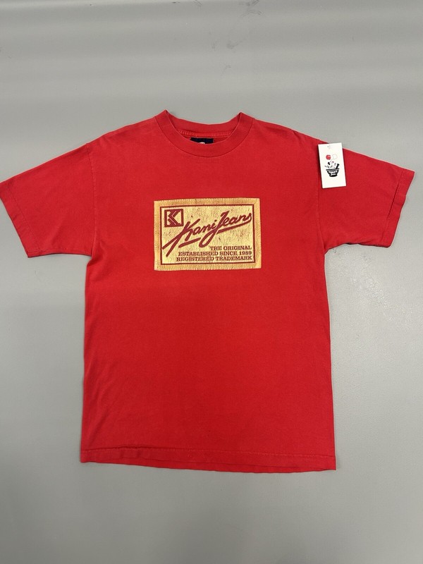 Vintage 90s Karl Kani Jeans T-Shirt Men’s Size Medium Spellout Rare Y2k Red