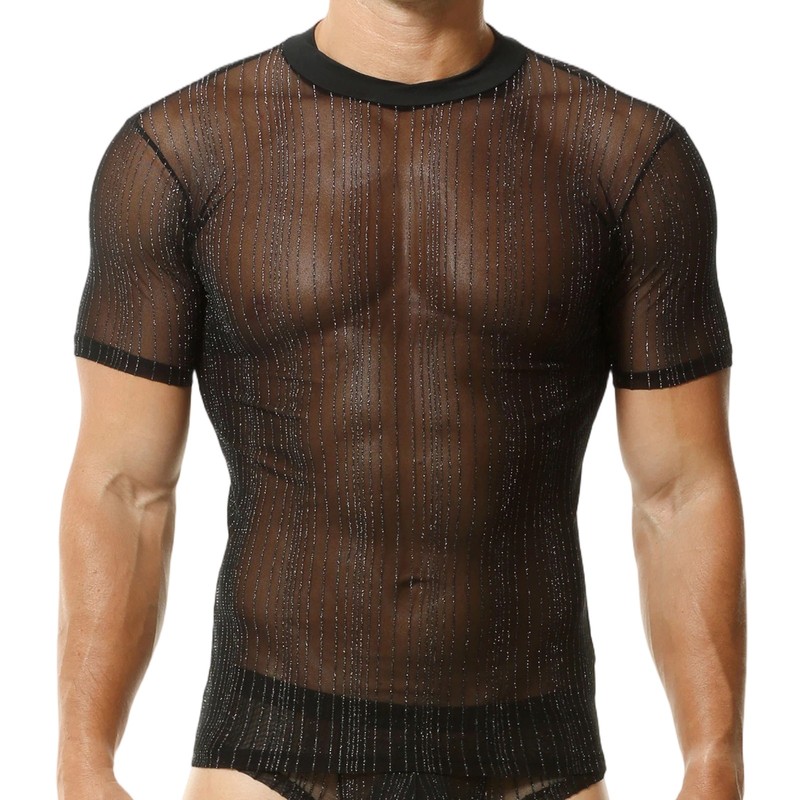 Mens See-through Mesh T-Shirts Short Sleeve Breathable Daily Undershirt Tops New
